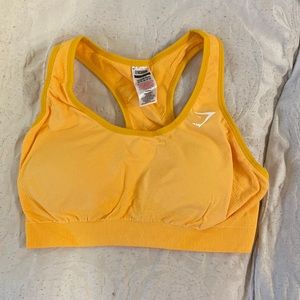 Yellow Scoop Neck Gym Shark Sports Bra